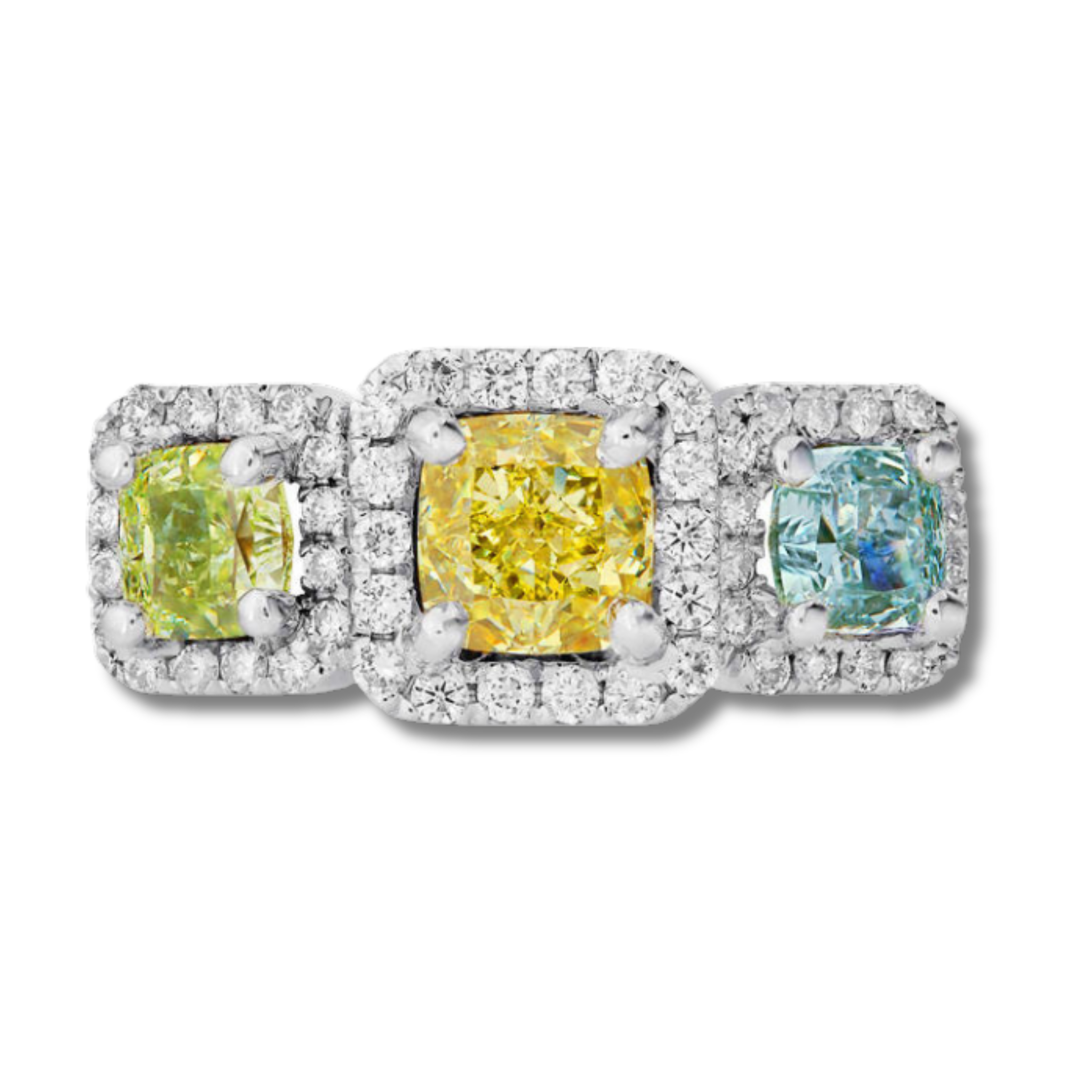 2.75 Carat Tri-Colour 3-Stone Diamond Ring