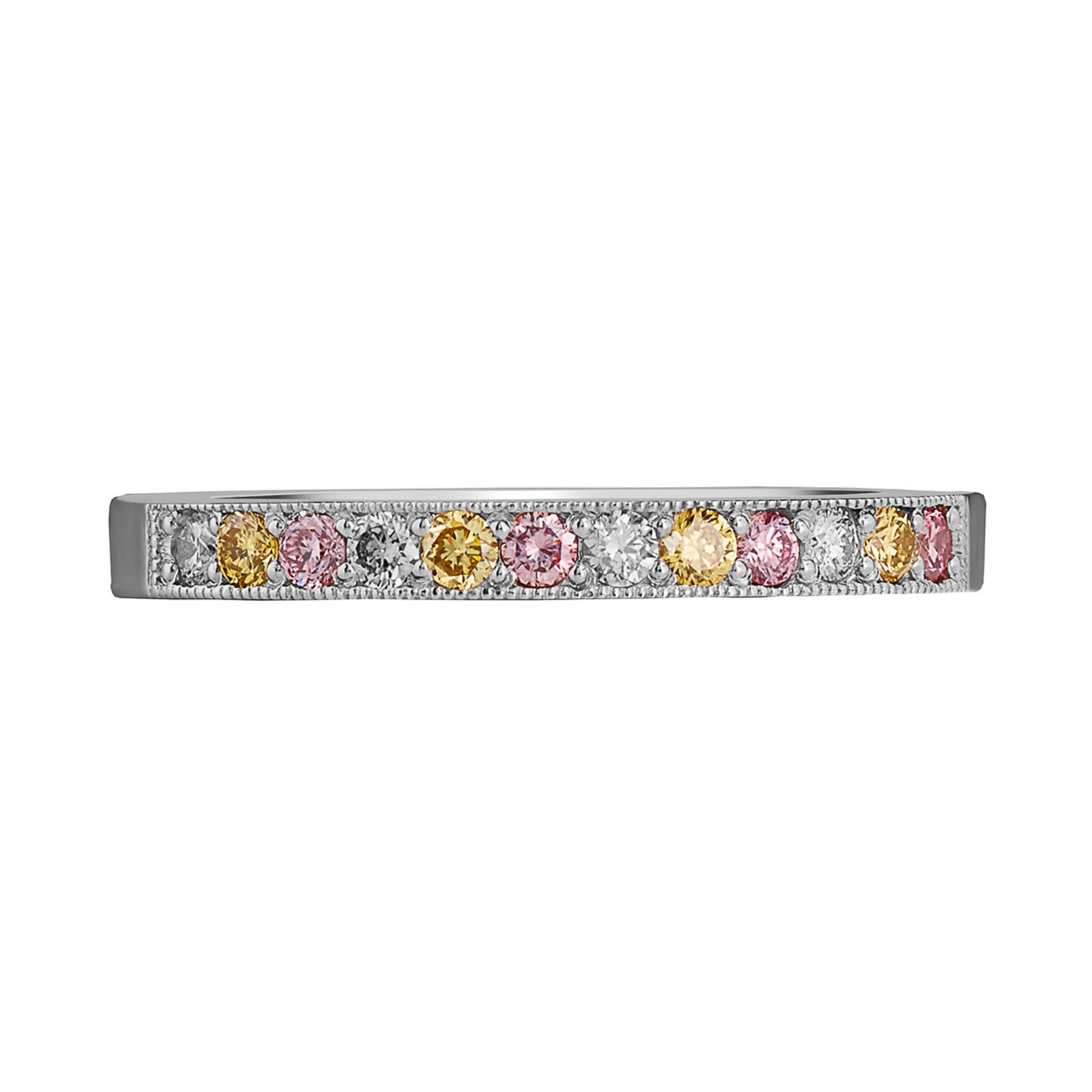 0.25 Carat Pink + Yellow Diamond Semi-Eternity Band